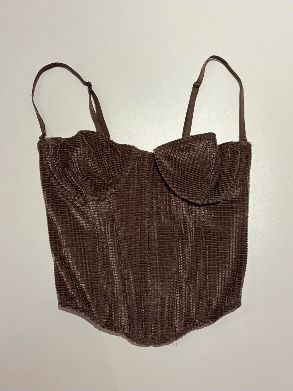 Brown Textured Bustier Corset Top